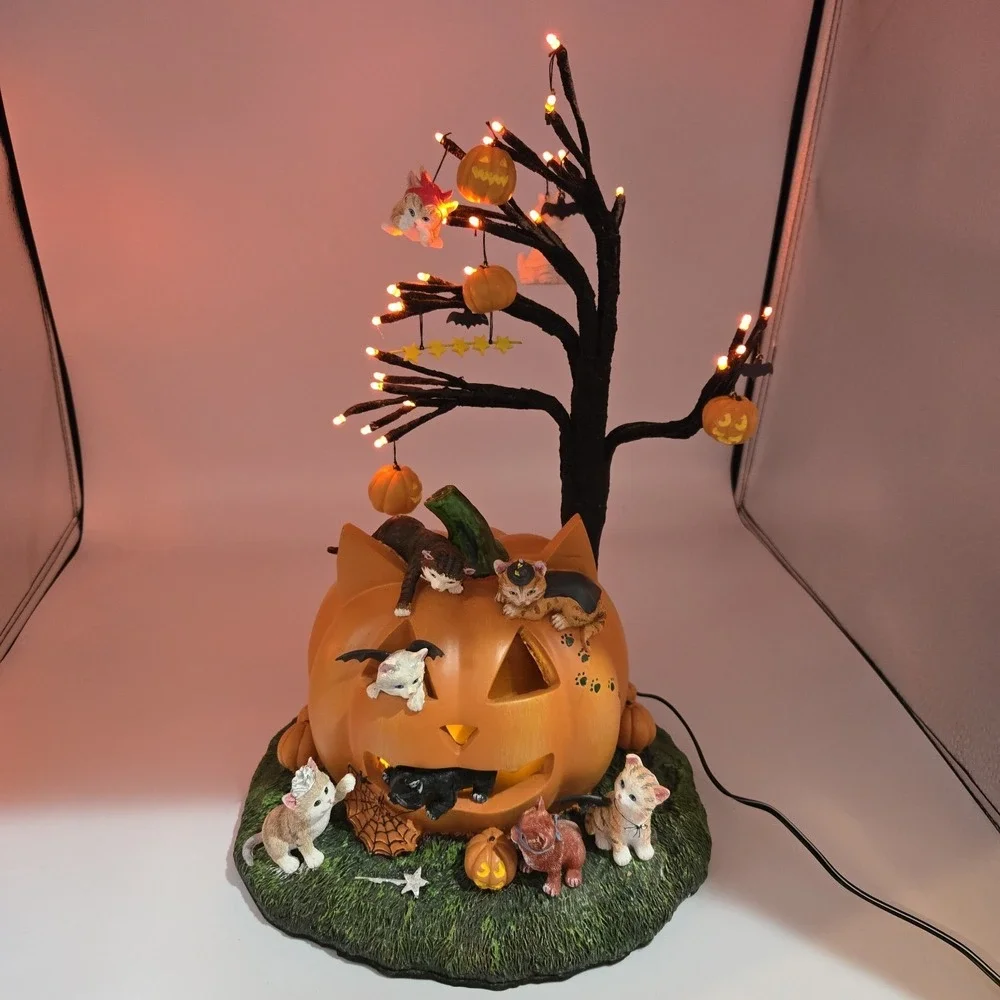 Bradford Exchange Purr-Fectly Mischievous‎ Halloween Tree Cat Kittens Lighted
